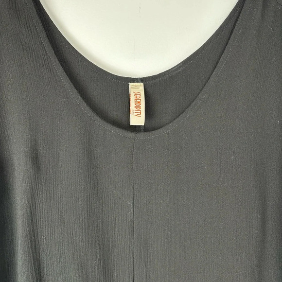 Serendipity Maui Women's Top Size Large Black Rayon Cropped Layered Lagenlook - Picture 4 of 7